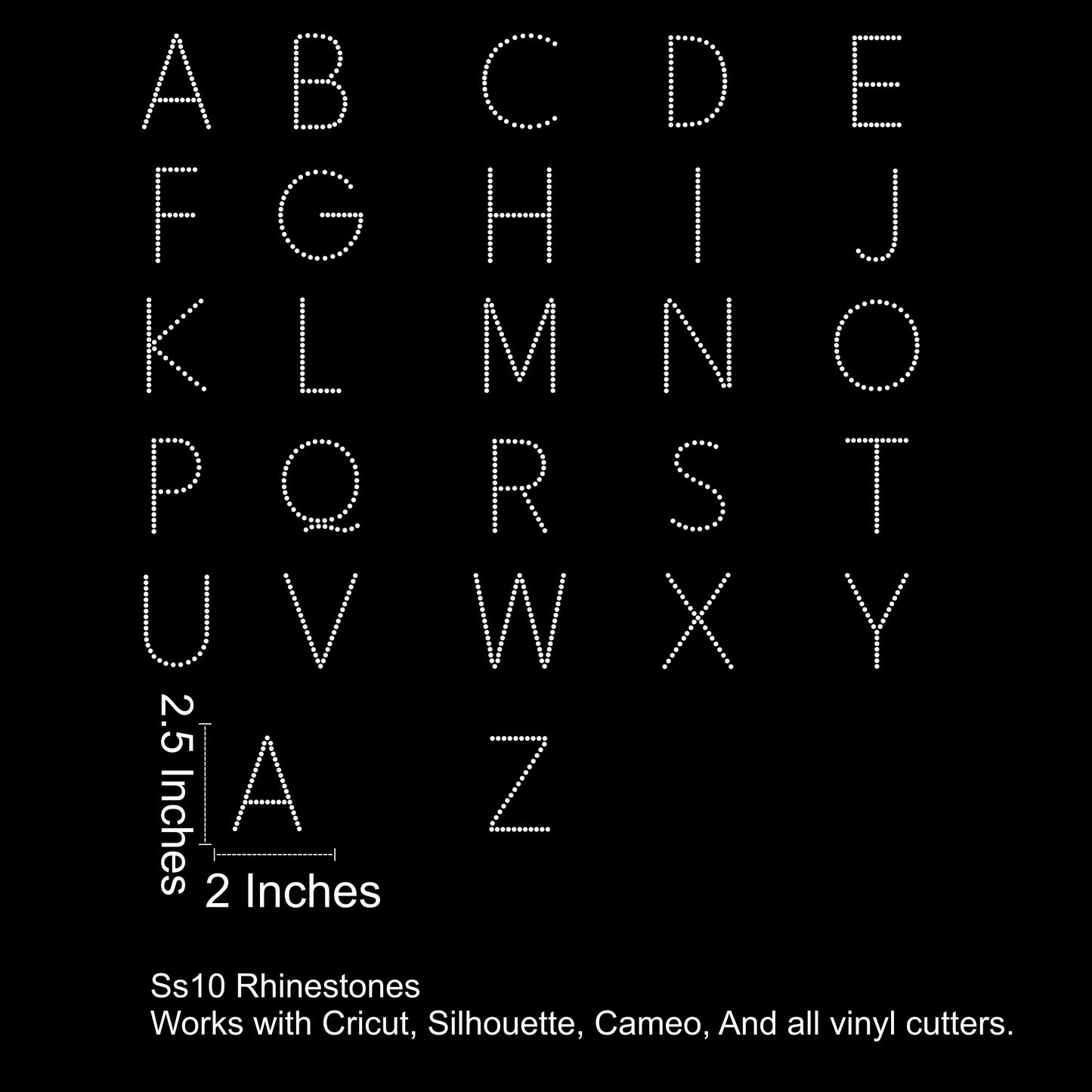 Base Line Font Rhinestone SVG File (2.5 Inches Tall)