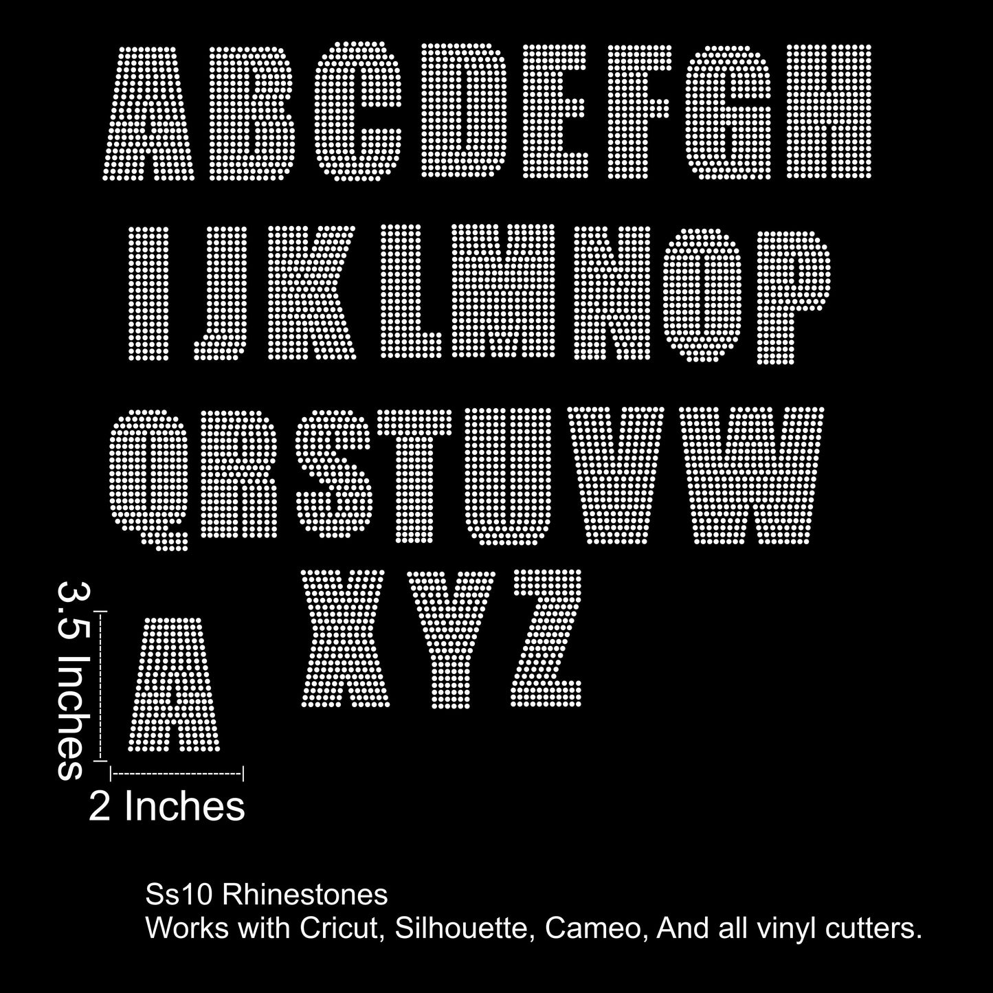 Block Font Rhinestone SVG File (3.5 Inches Tall)