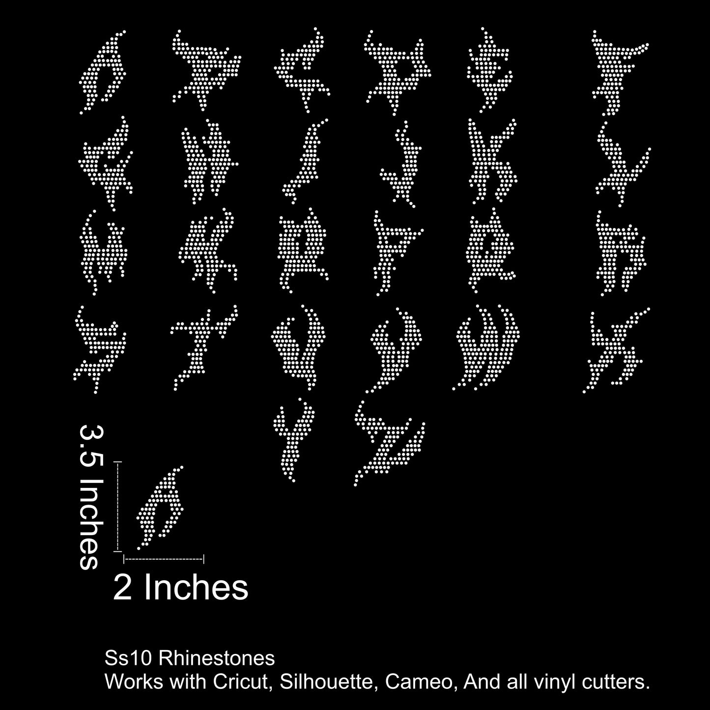 Shadow Font Rhinestone SVG File 3.5 Inches