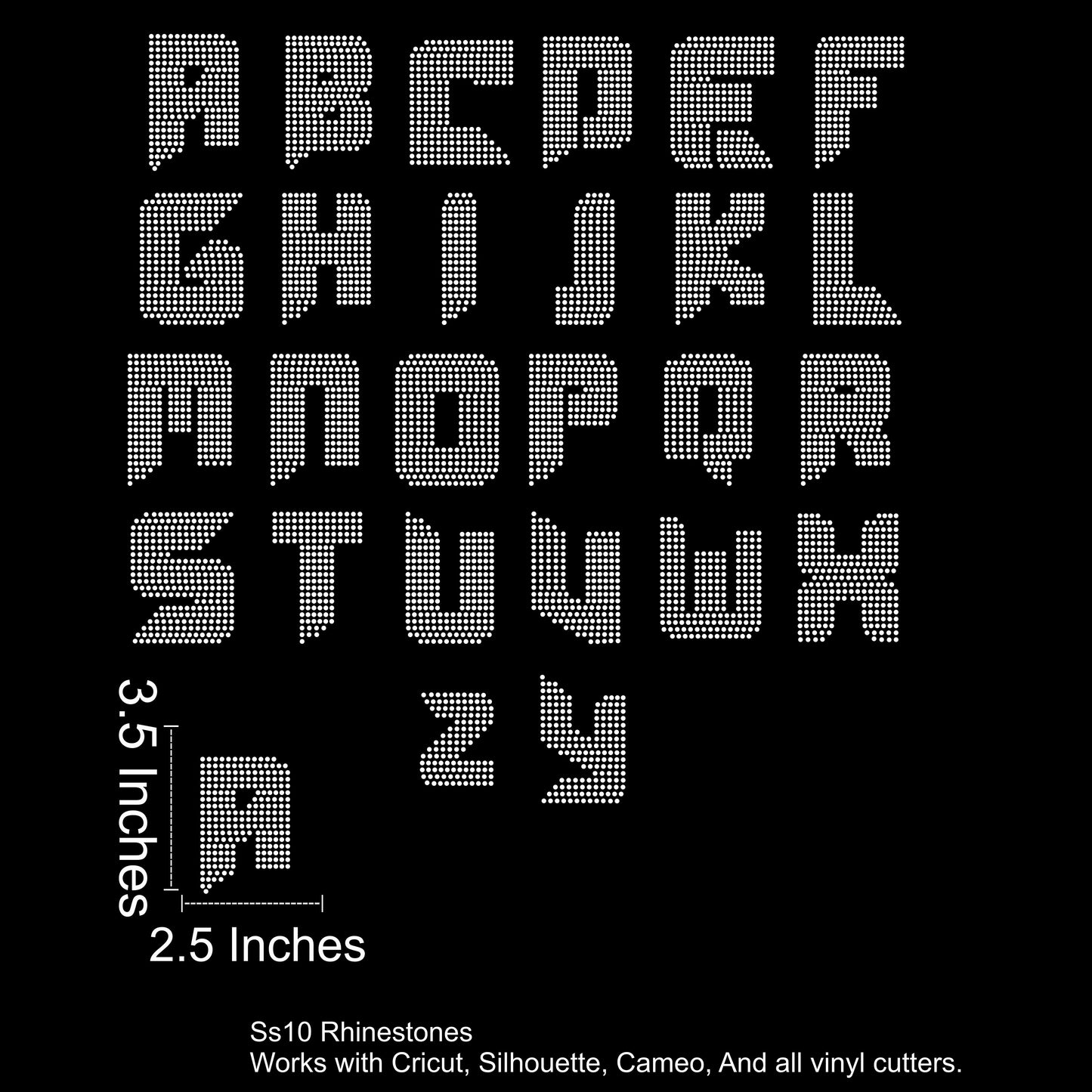 Stellar Font Rhinestone SVG File 3.5 Inches Tall