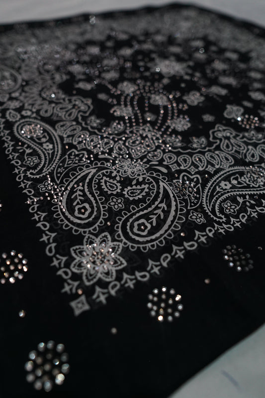 Black Rhinestone Bandana
