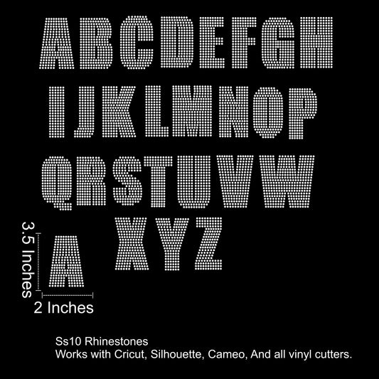 Block Font Rhinestone SVG File (3.5 Inches Tall)