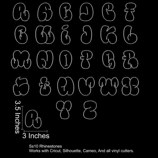 Bubble Line Rhinestone Font SVG 3.5 Inches Tall