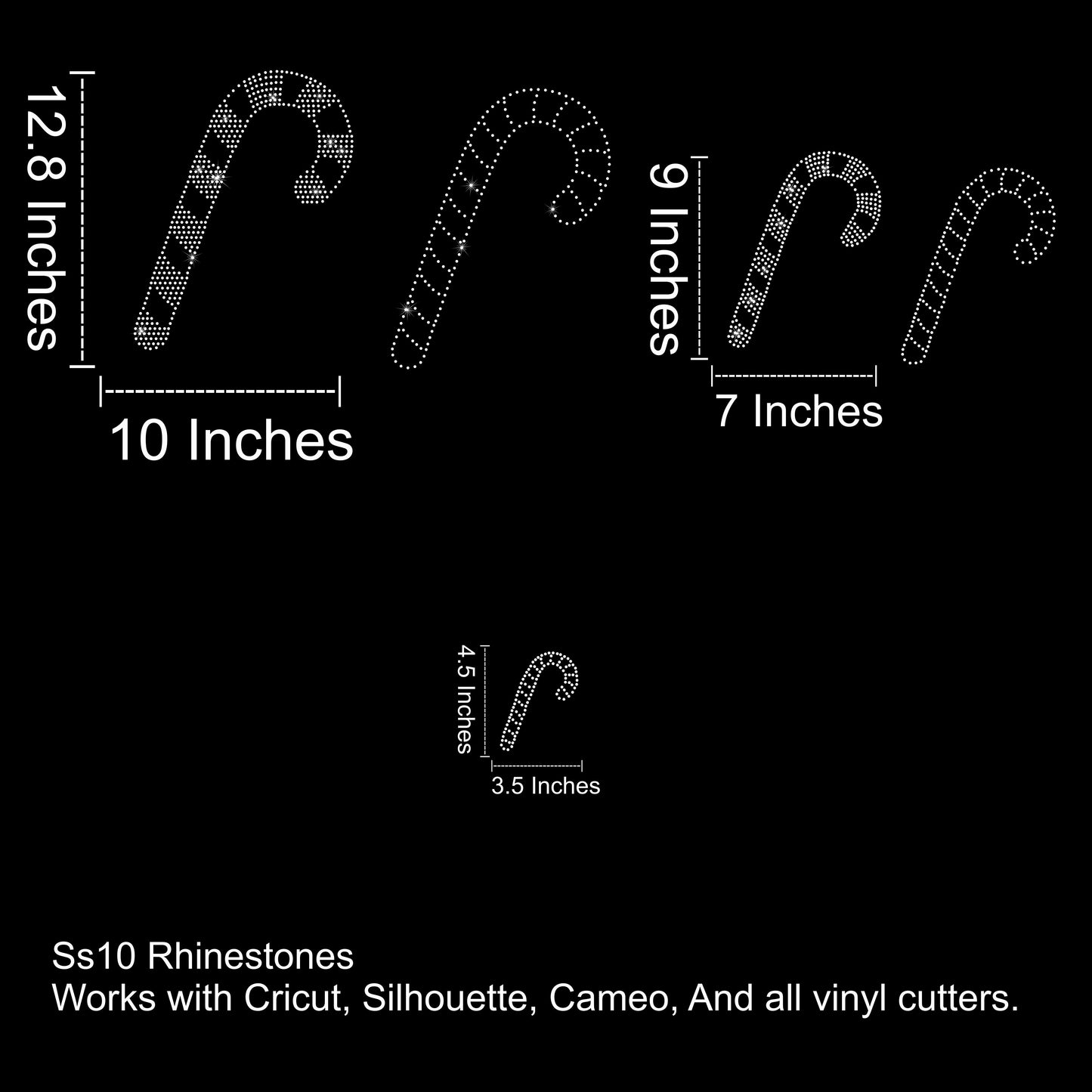 Candy Cane Christmas Rhinestone SVG File