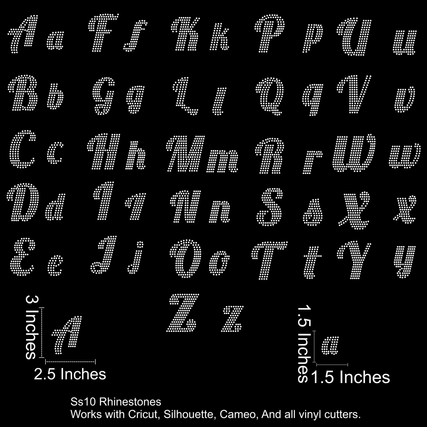 Curvy Luxe Rhinestone Font SVG File (3 inches Tall)