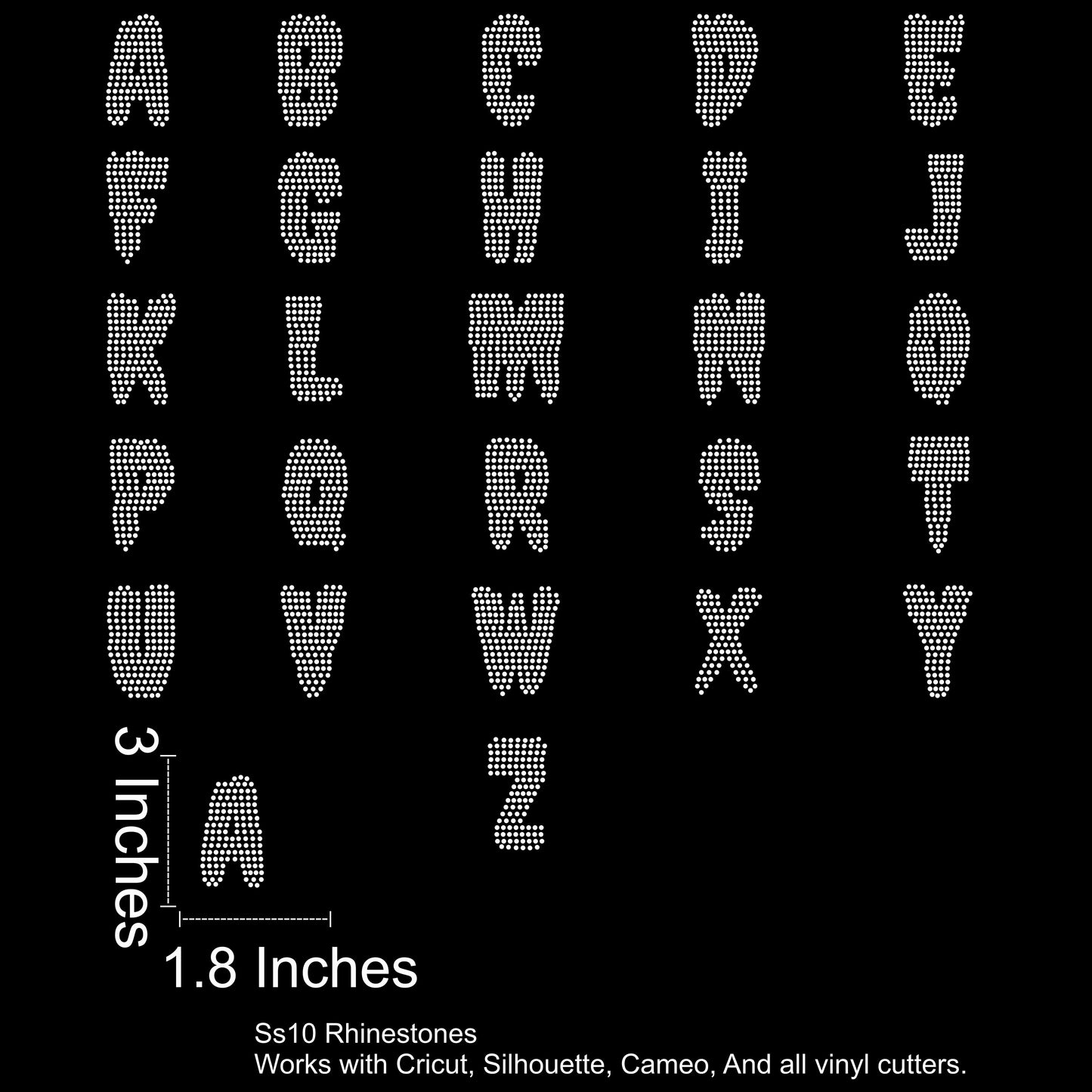 Midnight Drip Font Rhinestone SVG File (3 Inches Tall)