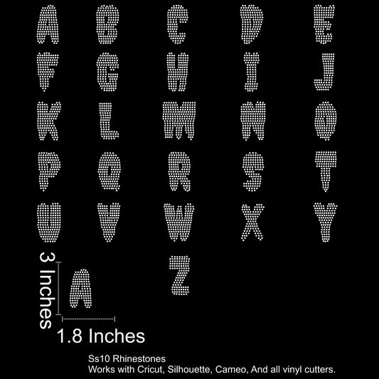 Midnight Drip Font Rhinestone SVG File (3 Inches Tall)