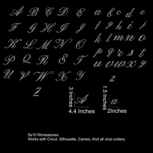 Luxe Script Rhinestone Font SVG File Full Alphabet (3Inches Tall)