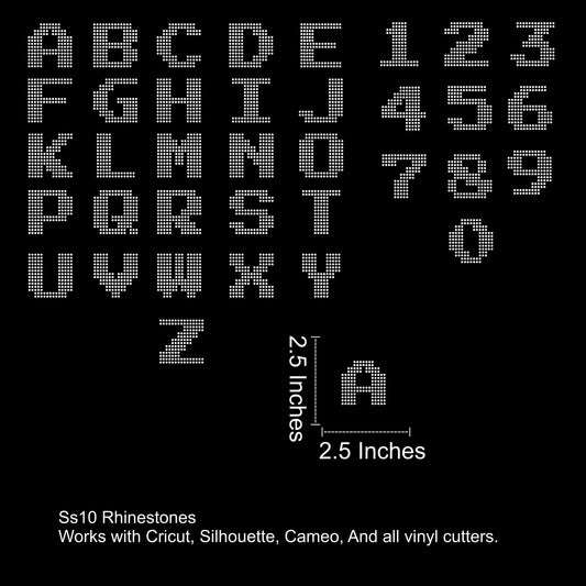 Pixel Block Font Rhinestone SVG File 2.5 Inches Tall