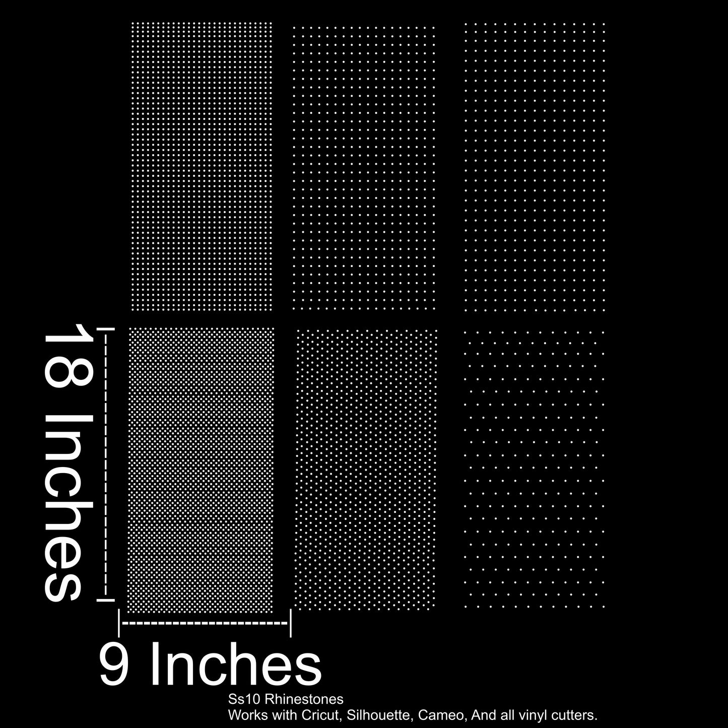 Rhinestone Sheet SVG Files 9x18 Stencil (6 Files Total)