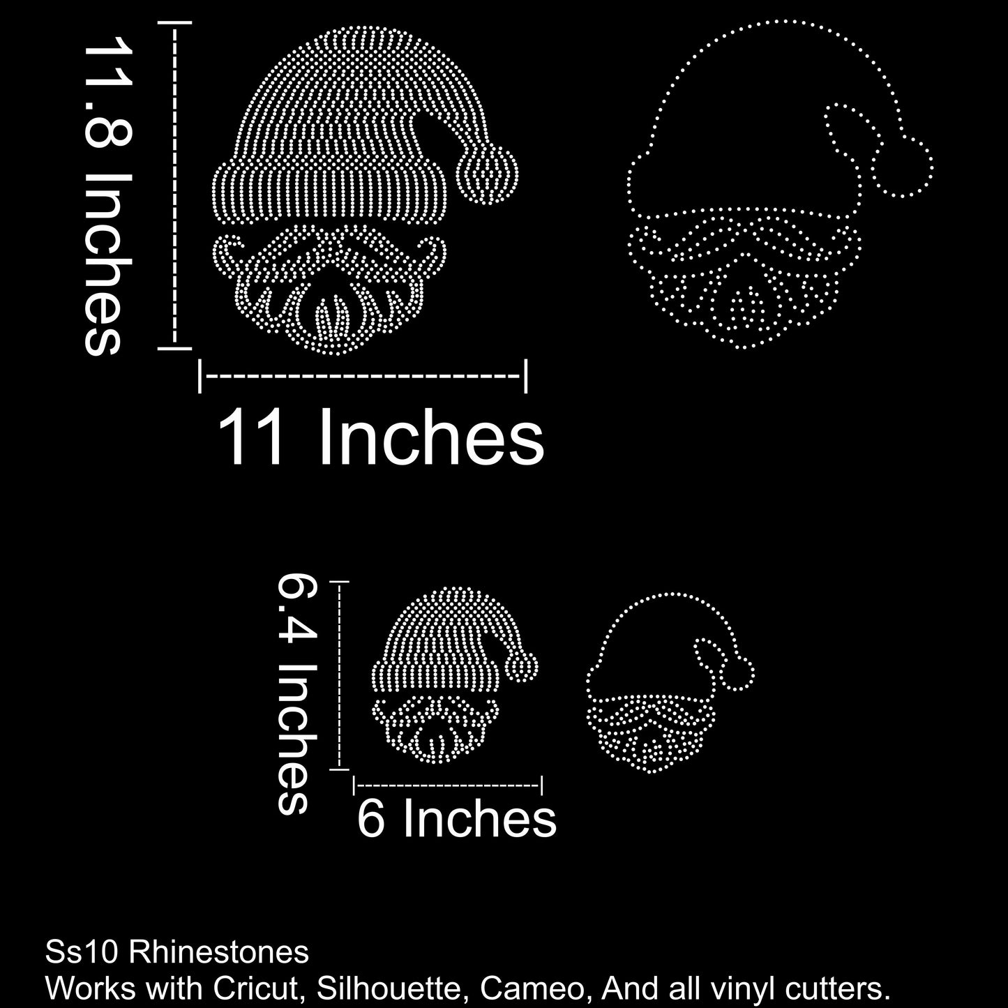 Christmas Santa Mustache Rhinestone SVG File
