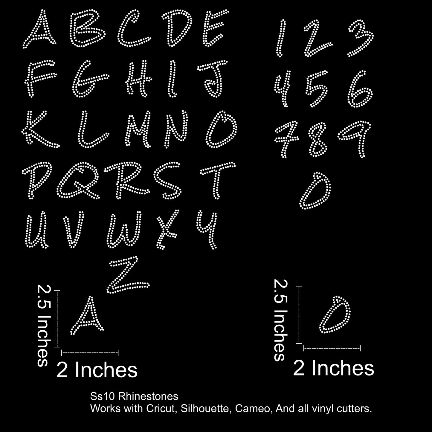 Street Sketch Font Rhinestone SVG File 2.5 inches A-Z & 0-9