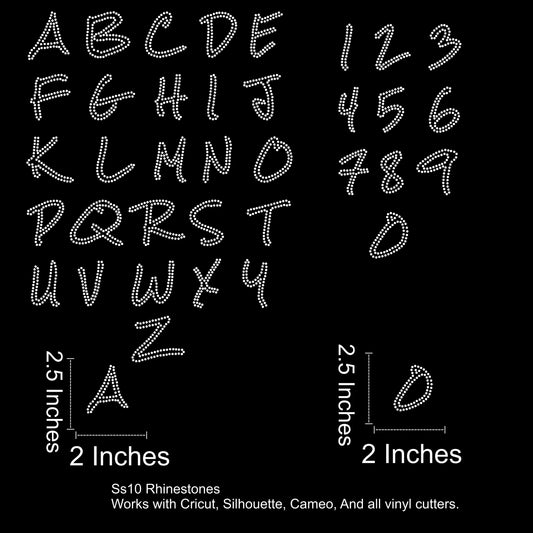 Street Sketch Font Rhinestone SVG File 2.5 inches A-Z & 0-9