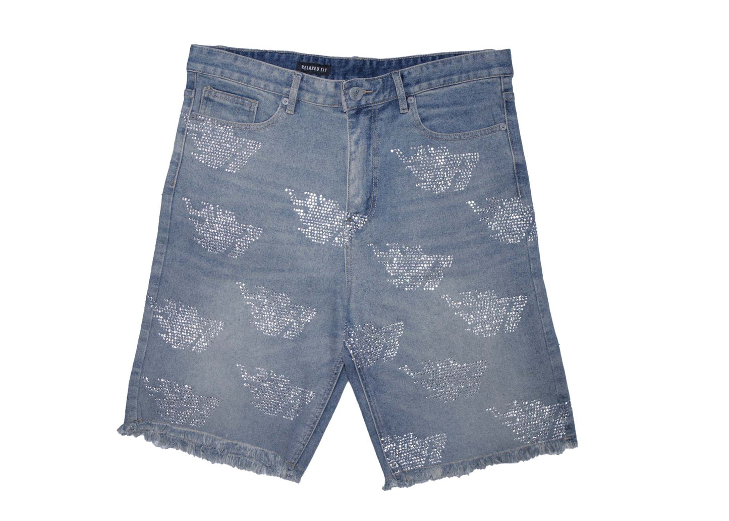 1 of 1 Custom Rhinestone Denim Shorts (34 Waist)