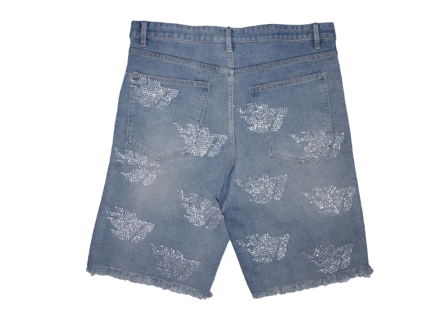 1 of 1 Custom Rhinestone Denim Shorts (34 Waist)